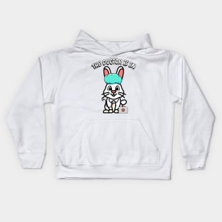 Cute white rabbit is a doctor Kids Hoodie